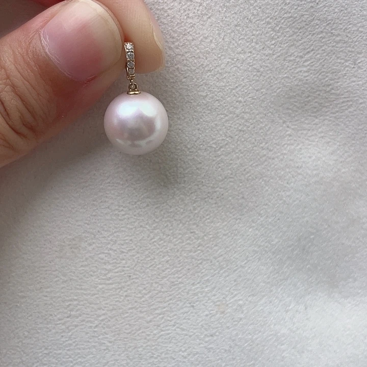 淡水珍珠18K金镶嵌吊坠(不含链)13-14