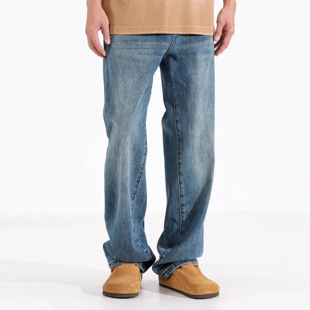 新款小众潮牌潮弹力直筒牛仔裤男百搭夏季新款美式潮流垂感