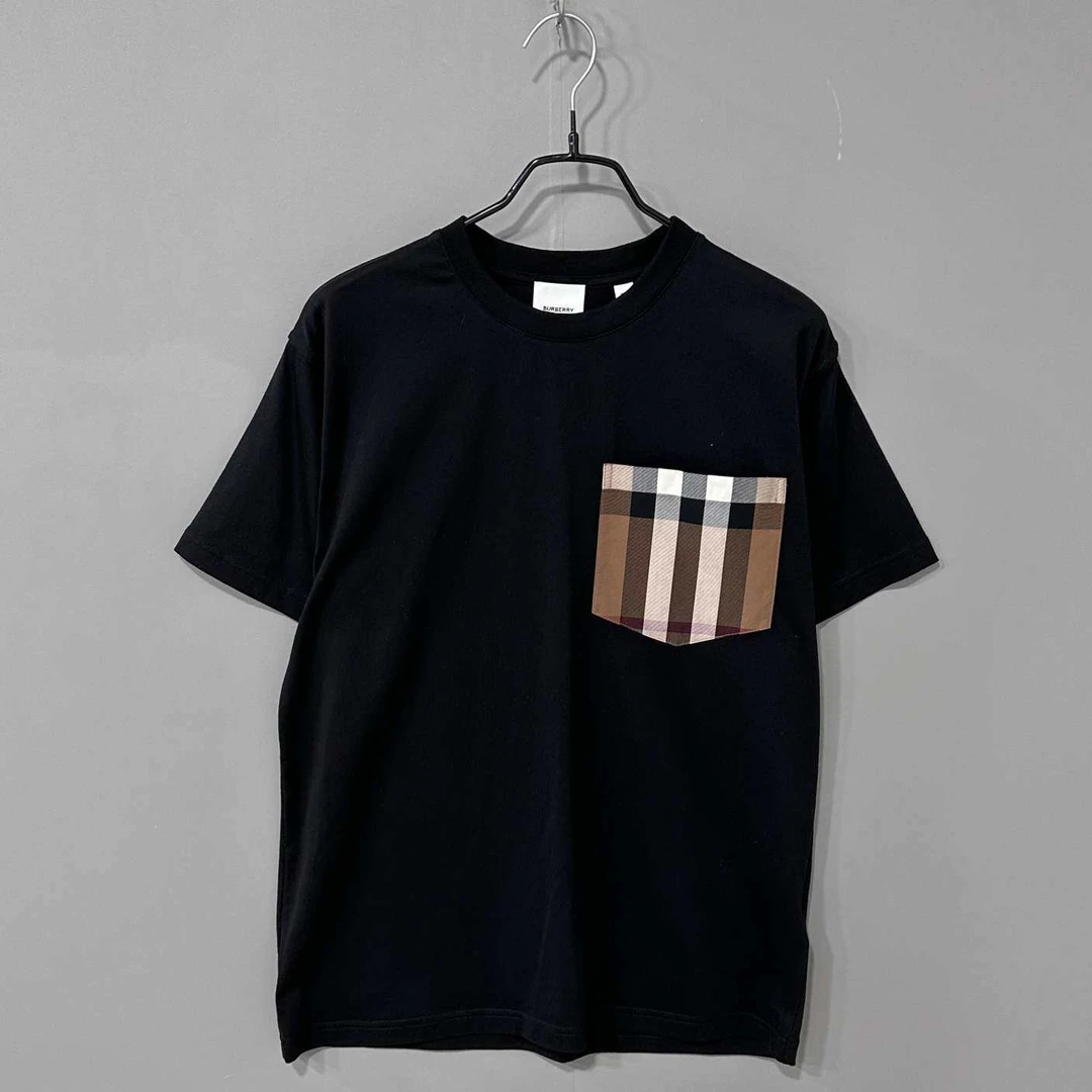 99新 BURBERRY/博柏利 黑色格纹口袋短袖/xxs码/30149