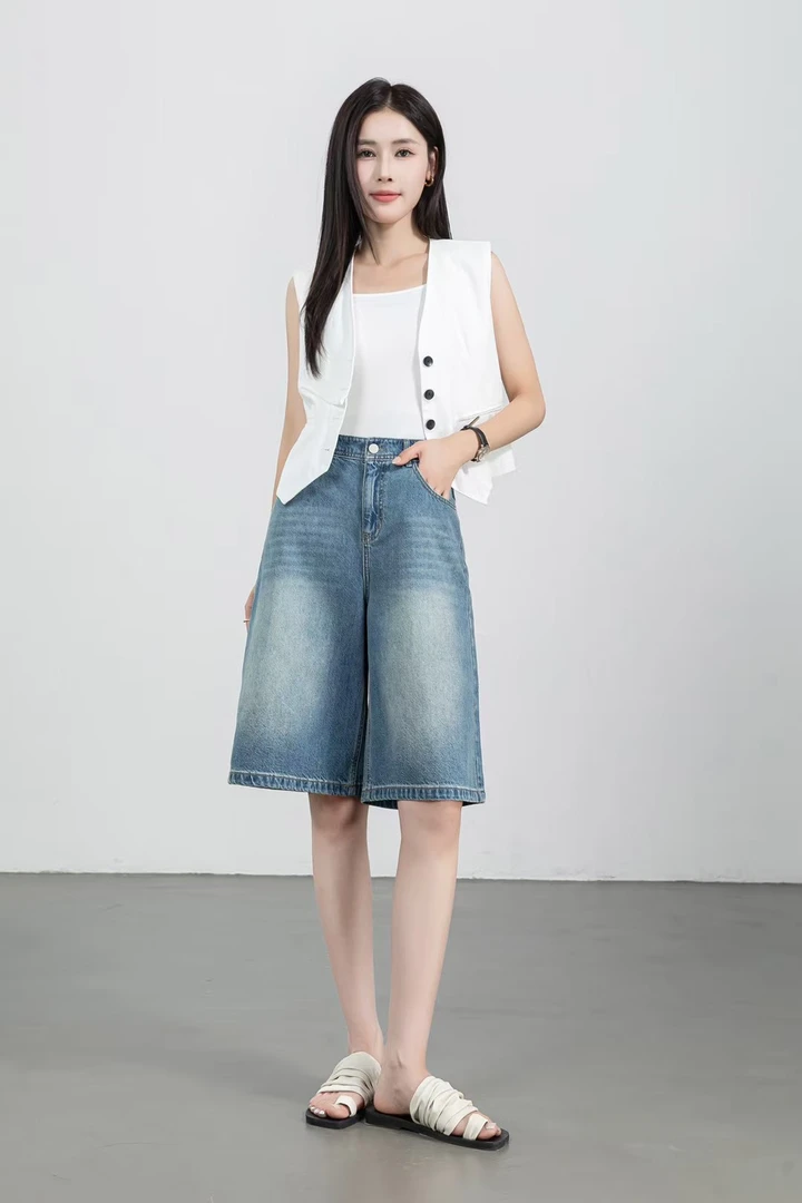 夏季新款高腰牛仔短裤时尚百搭