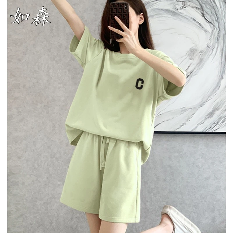 2025新款韩版宽松贵系短袖套装减龄洋气休闲时尚运动两件套女夏装