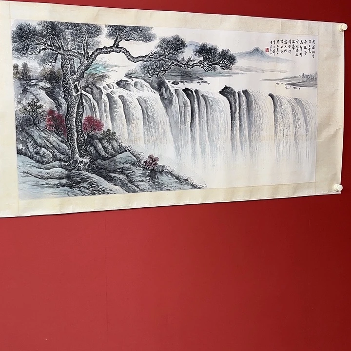 国画黄老师瀑布精品