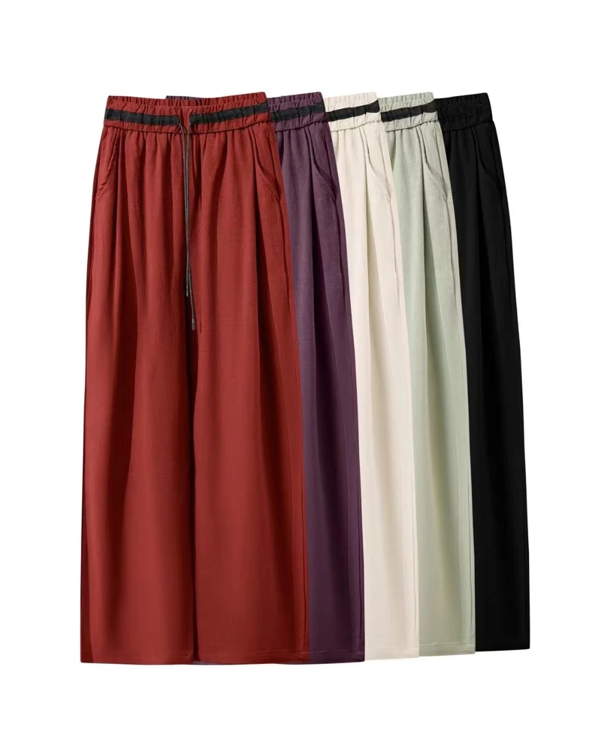 天丝亚麻休闲阔腿裤夏季薄款2025新款大码女装裤子爆款云朵直筒裤