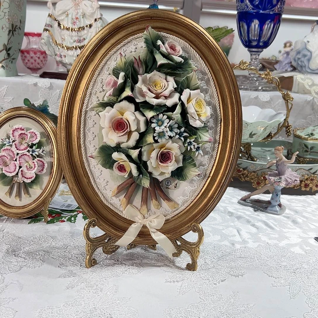 陶瓷意大利陶瓷花挂画摆盘玫瑰花大号