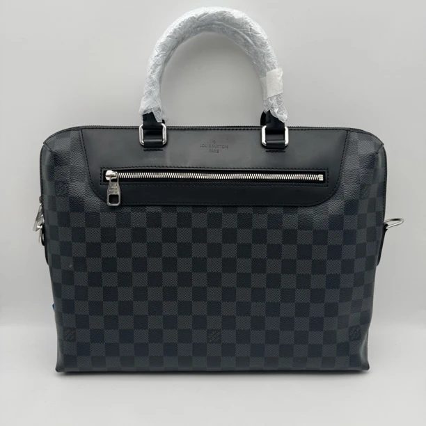 99新 LouisVuitton/路易威登 黑色棋盘格手提公文包/1936男士