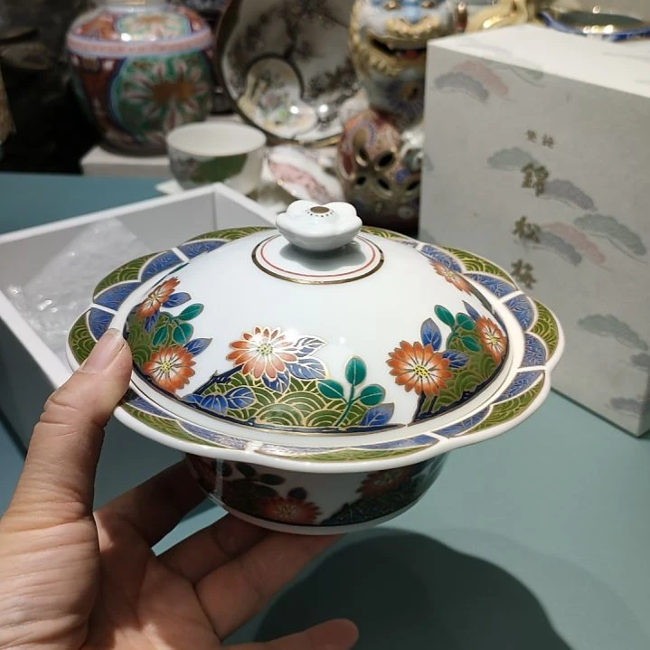 瓷日本回流艺术瓷器折扣店锦松梅