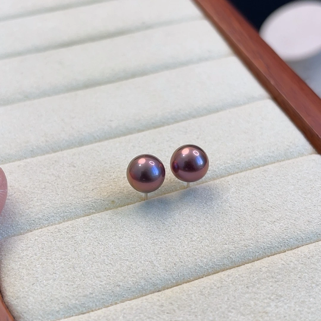 耳饰银S925镶嵌淡水珍珠