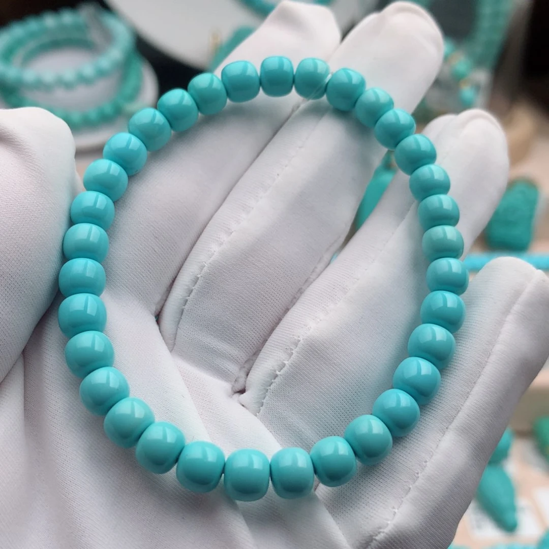 绿松石珠宝奇石未镶嵌6.5mm