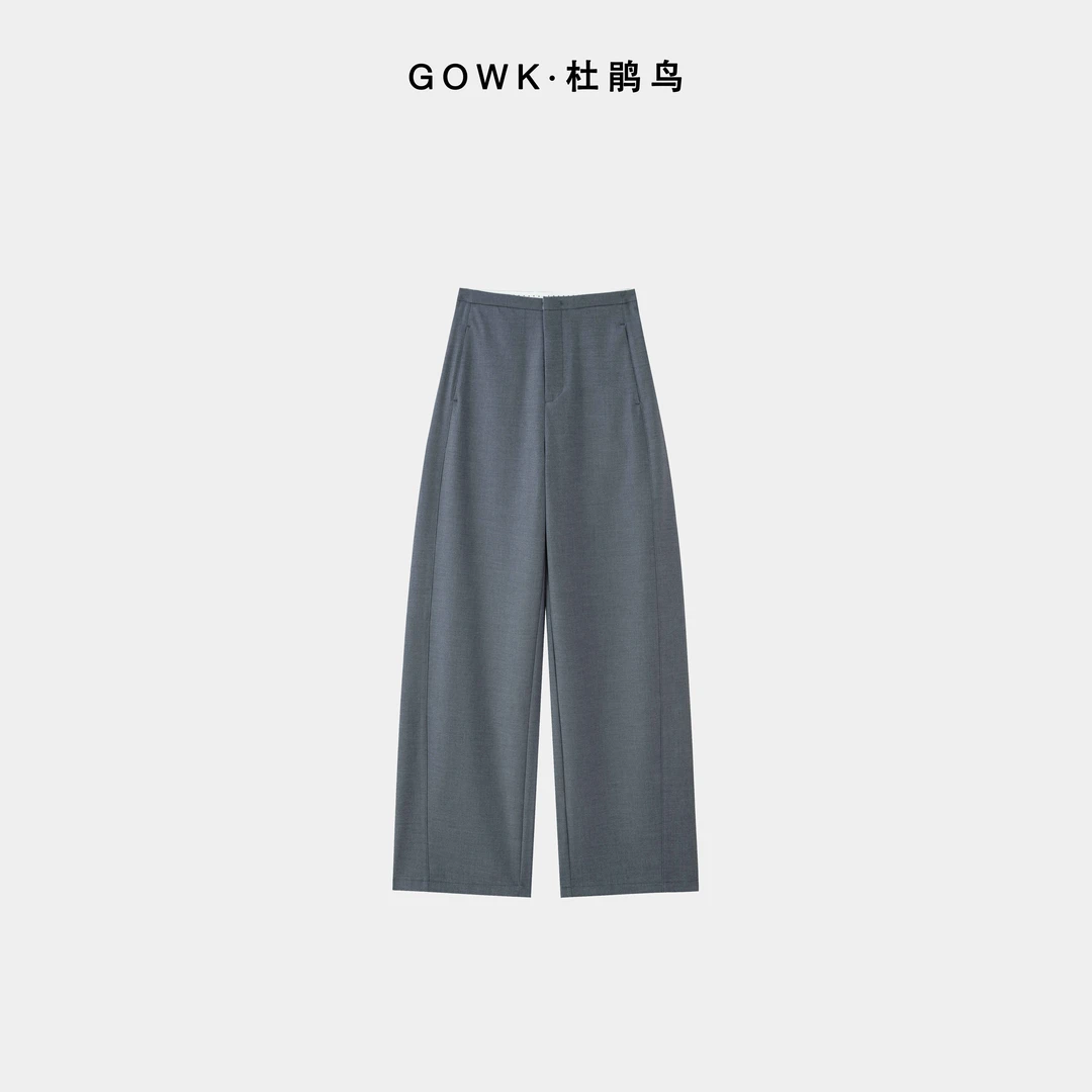 GOWK/杜鹃鸟沁爽透薄丨早秋款天丝醋酸极窄腰垂感香蕉直筒裤9716X