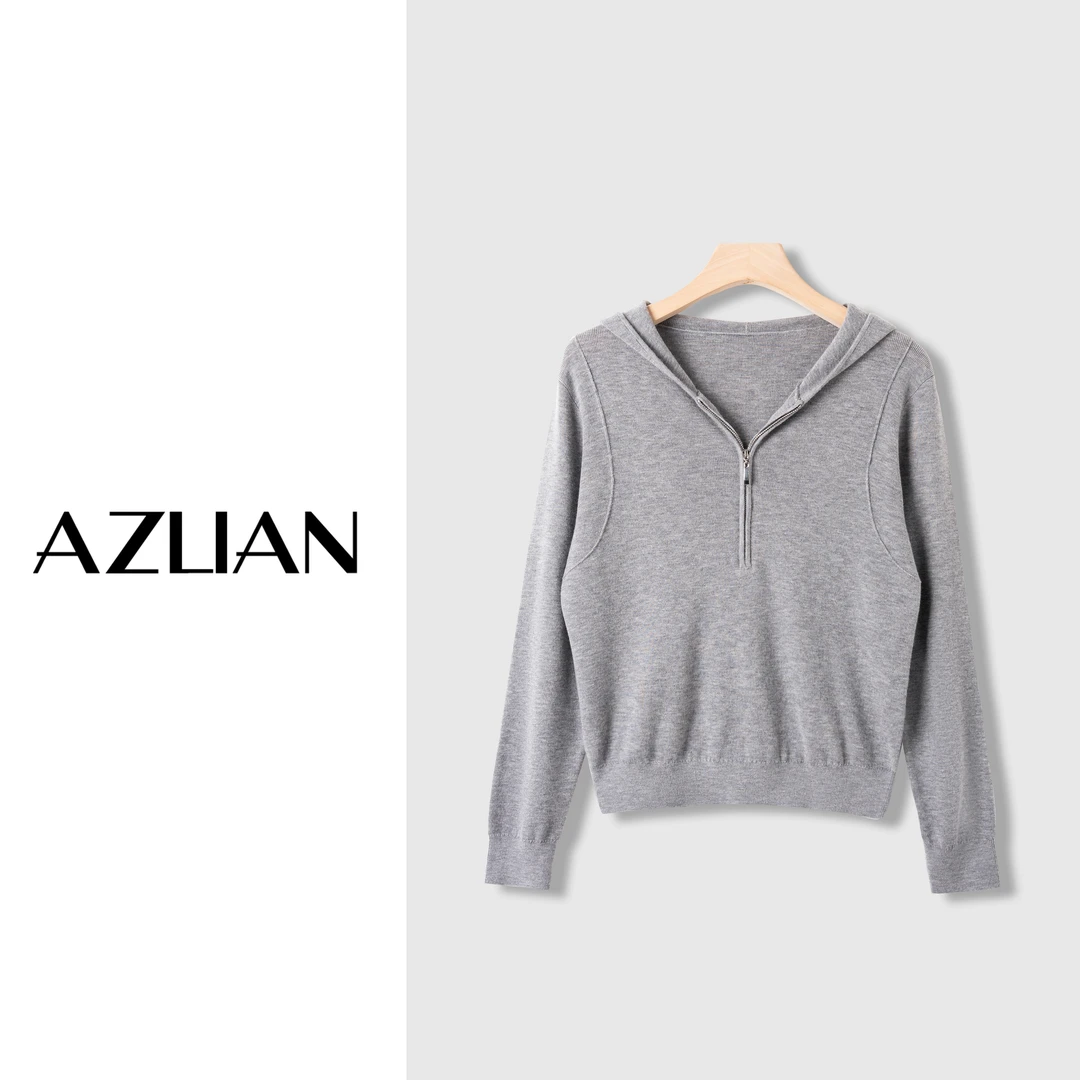 【冬冬定制】连帽针织衫女套头半拉链休闲打底衫秋冬帽衫601