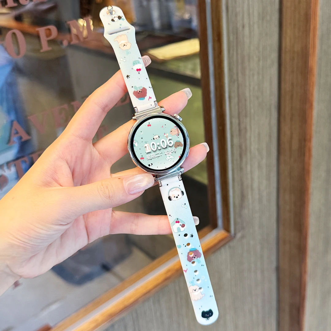 曼波小狗适用于华为gt5/gt4表带彩印硅胶gt5pro/watch5/43pro腕带