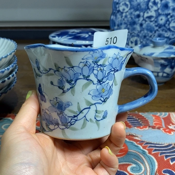 青花瓷景德镇手绘手工玉兰花水杯