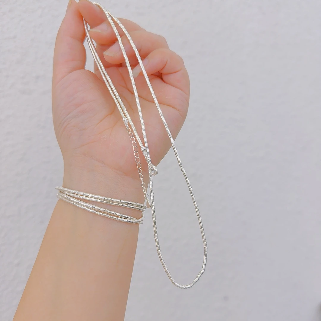 链子足银 足银万能链一款双戴原创个性百搭轻奢纯银项链手链