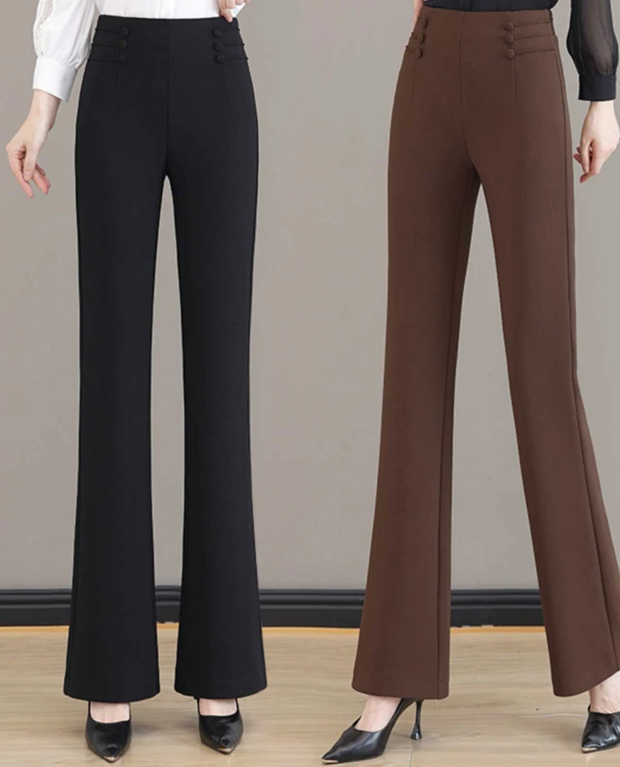 大码女装秋季高腰显瘦垂感休闲裤西装裤23012