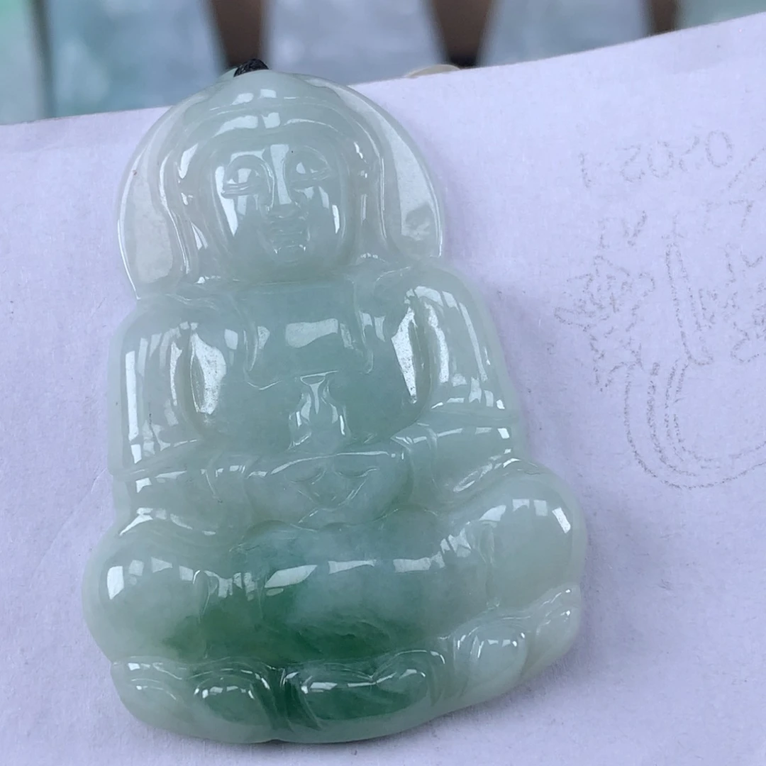 翡翠未镶嵌颈饰玉观音吊坠
