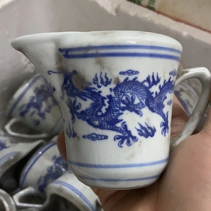 摆件景德镇青花龙纹公道杯