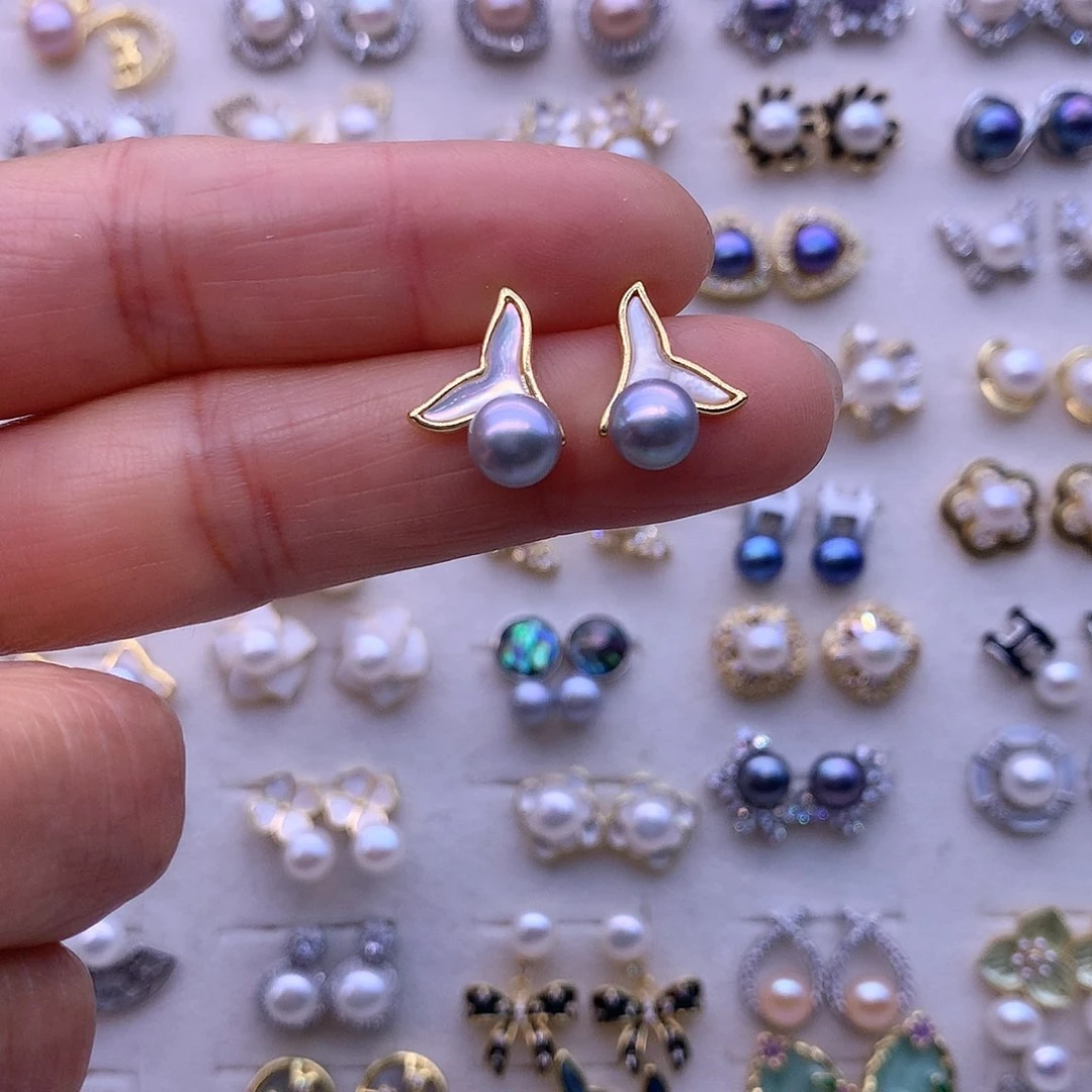 淡水珍珠耳饰合金