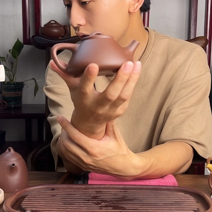 茶壶紫砂原矿紫泥160cc子冶石瓢紫砂壶