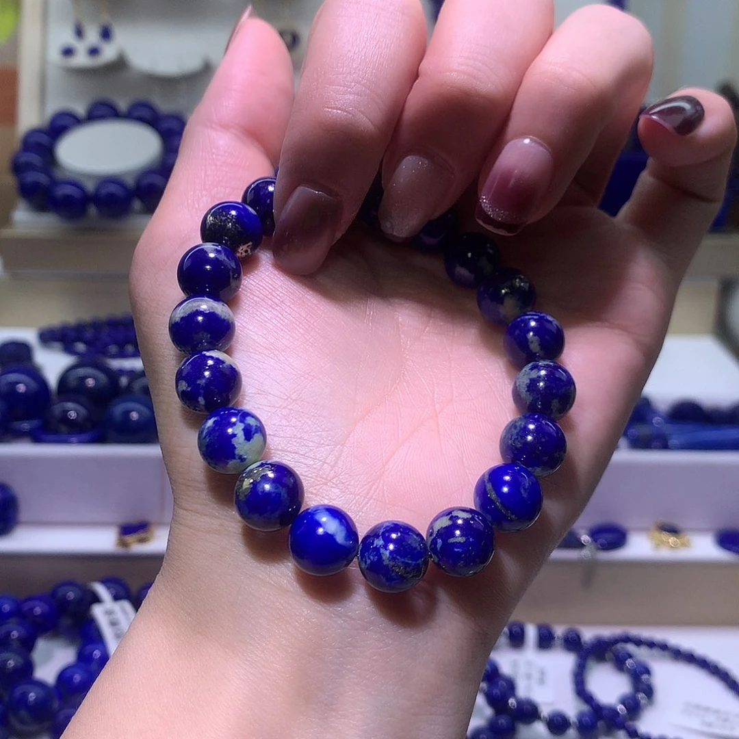 青金石未镶嵌天然原矿玉化料圆珠手串10m+