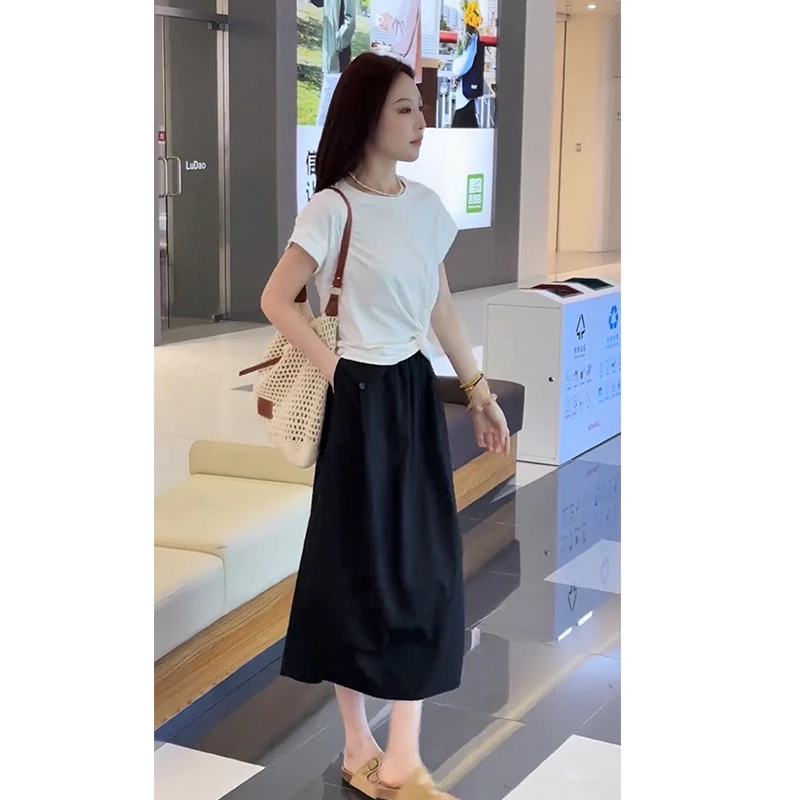 2025超火夏装一整套轻熟套装裙独特绝美短袖T恤显瘦半身裙两件套