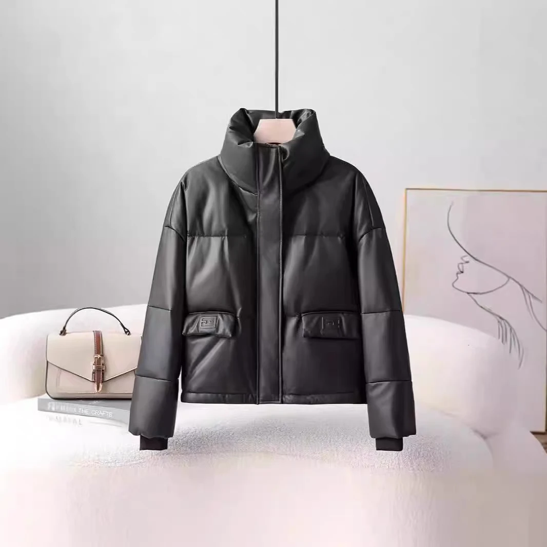 高端鹅绒真皮皮衣外套女短款欧货休闲小个子海宁绵羊皮时尚皮羽绒