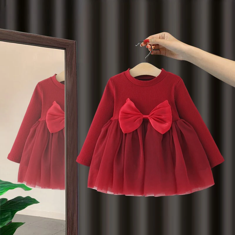 女童秋装连衣裙2025新款洋气小女孩宝宝周岁礼服春秋婴儿公主裙子