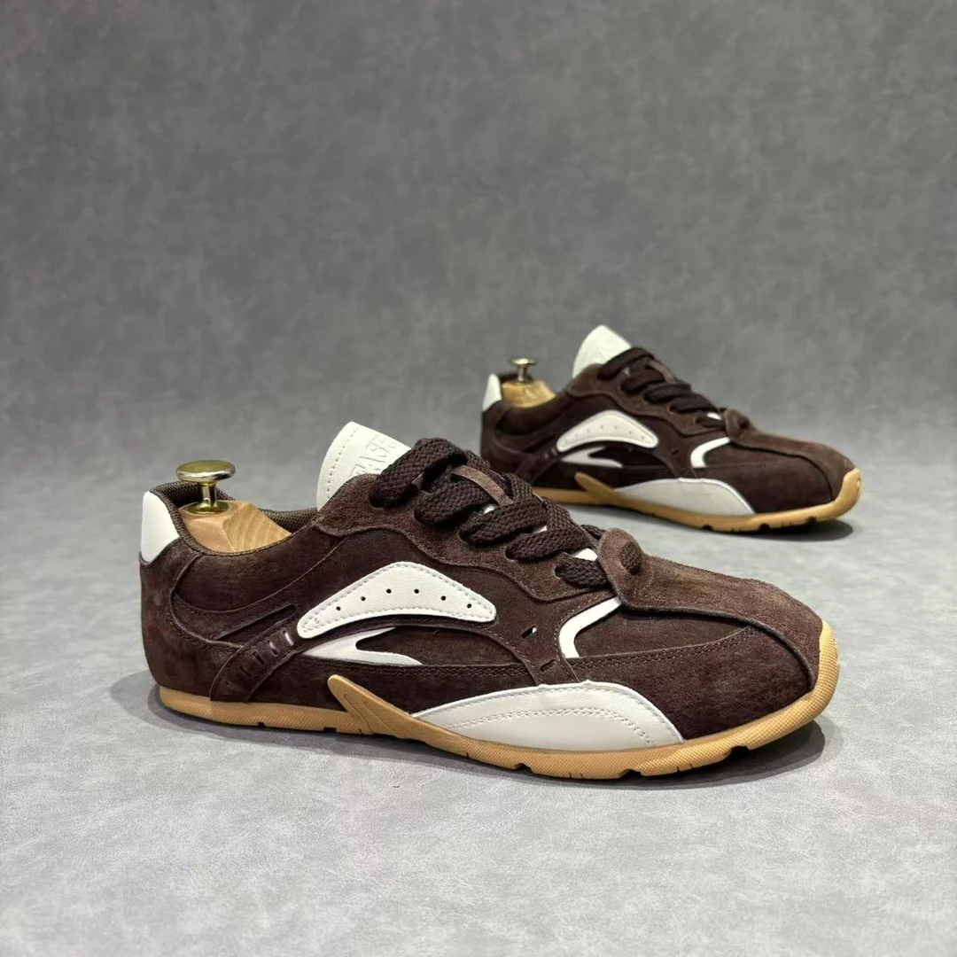 板鞋男款2025夏季新款真皮休闲鞋高级小众透气百搭软底低帮阿甘鞋