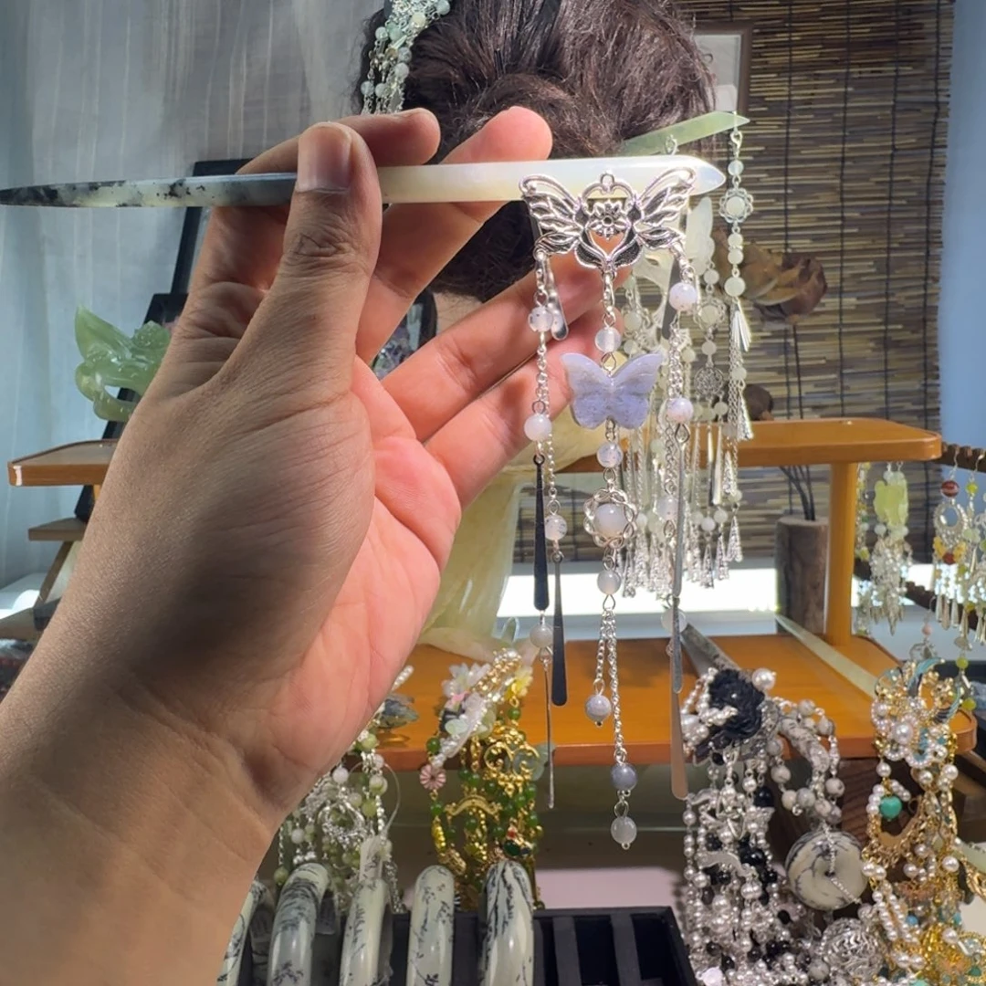 蛇纹石玉合金发饰