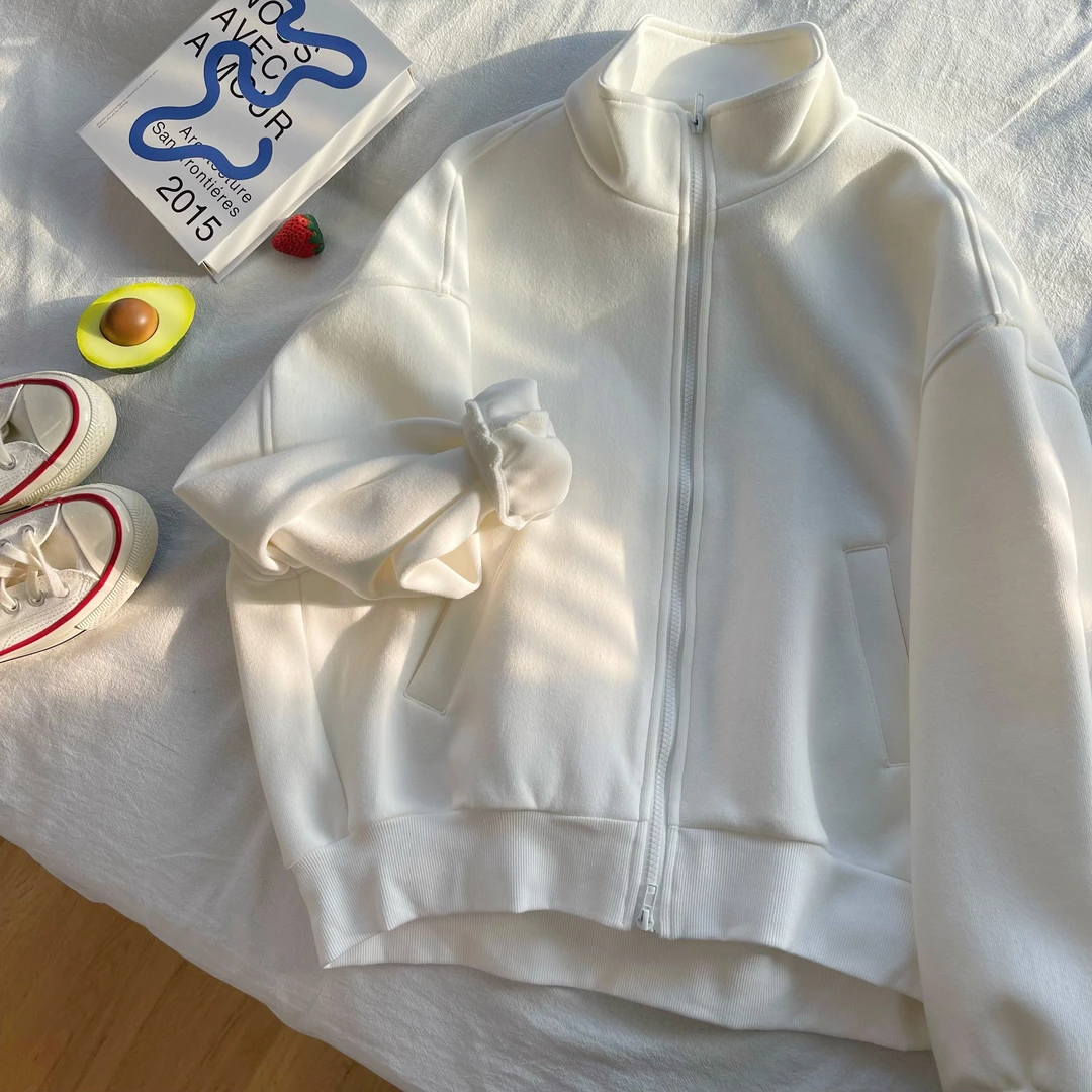 【女王洛克】新款韩版时尚卫衣洋气显瘦后背刺绣短款外套上衣