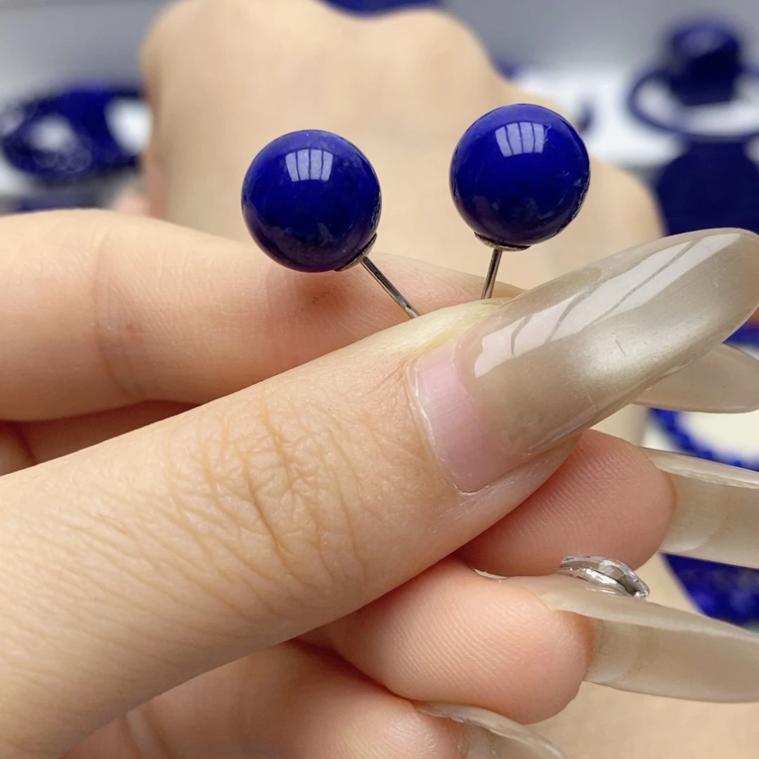 青金石未镶嵌耳饰10mm