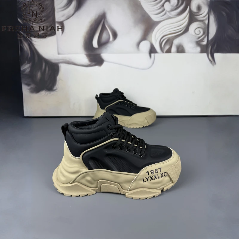 法莎尼亚秋冬新款高帮厚底防滑保暖时尚休闲鞋子防滑厚底高帮男鞋