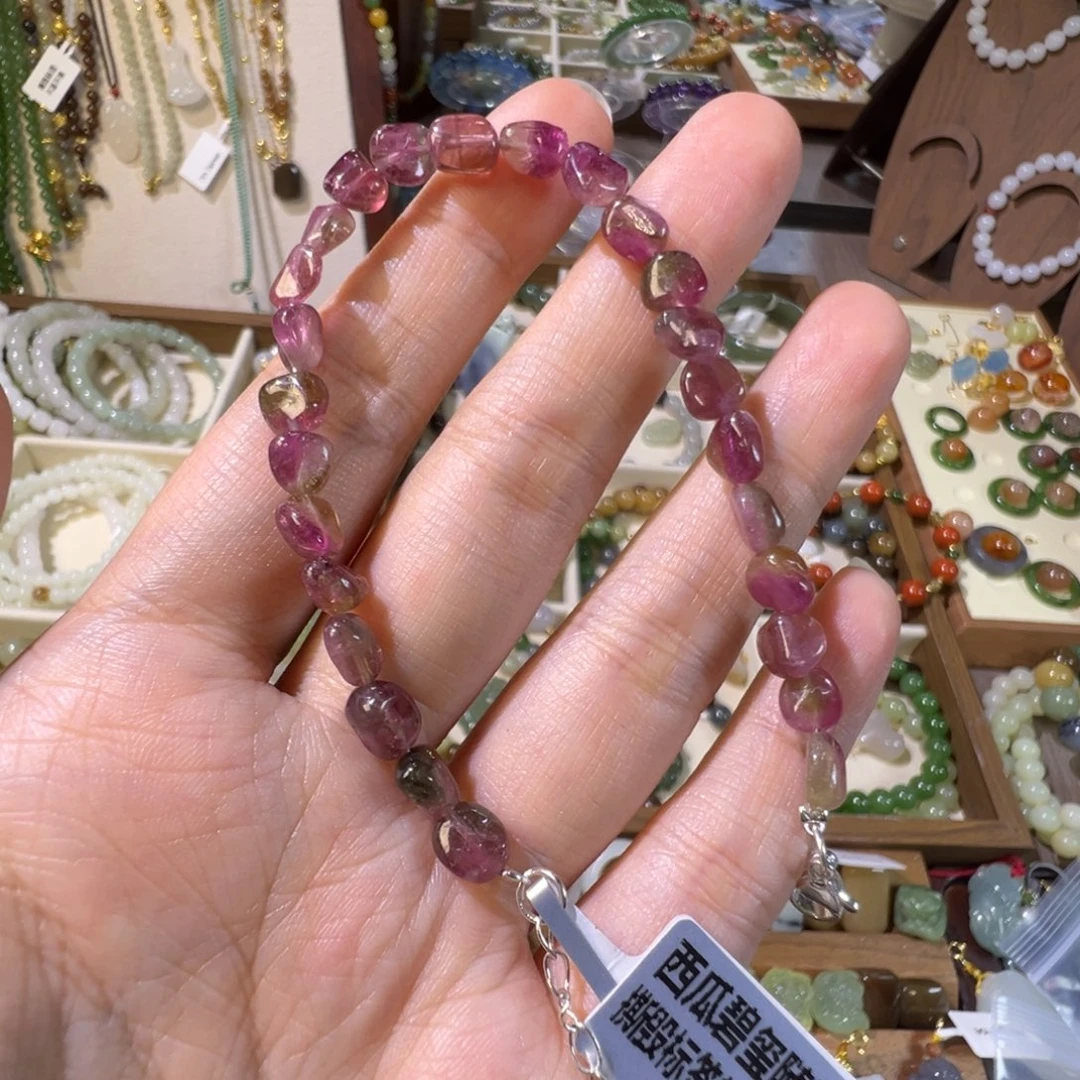 手链银S925镶嵌碧玺西瓜碧玺