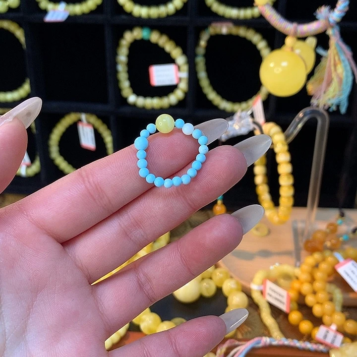 琥珀手链未镶嵌蜜蜡戒指圆珠