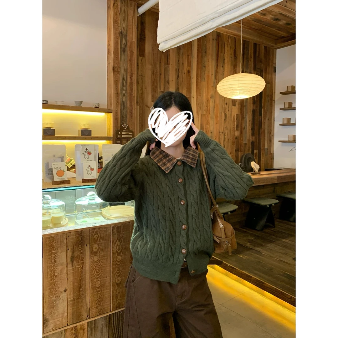 ouni@L787 8个羊毛 韩系百搭假两件蘑菇扣毛衣（衣长56）12-14