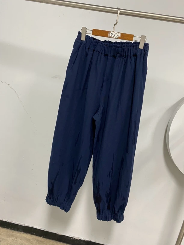 【888】～原单双层棉纱裤宽松夏季长裤百搭时尚蓝色