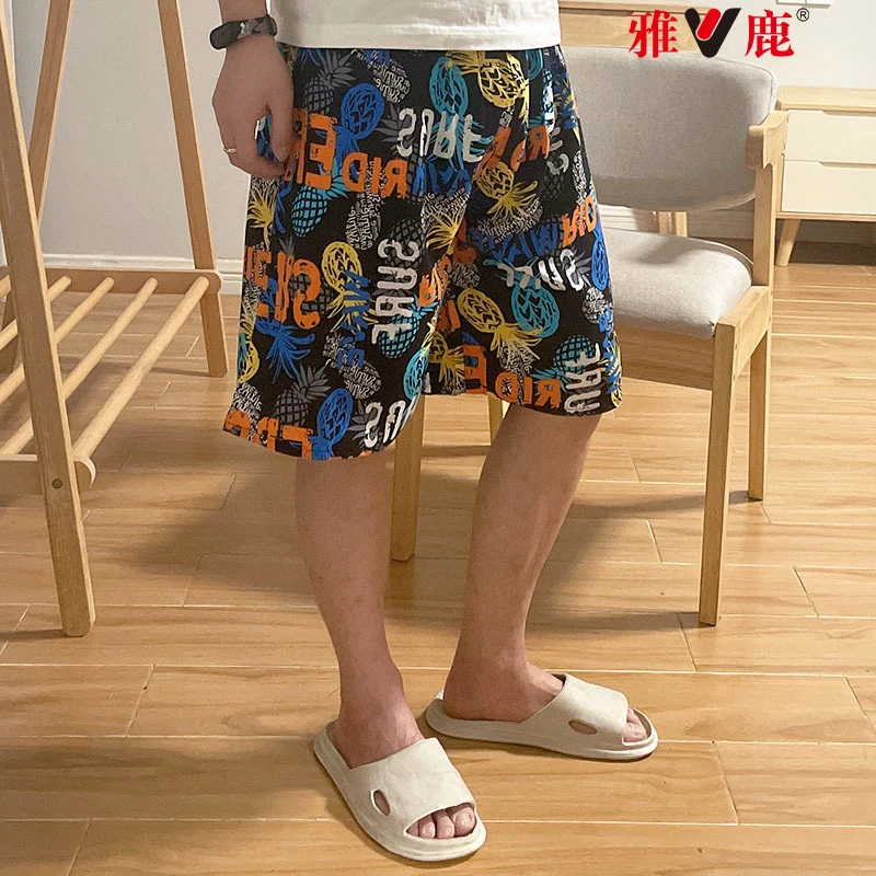 V/雅鹿短裤男休闲裤新品家居裤薄款常规夏季加大码加肥宽松居家