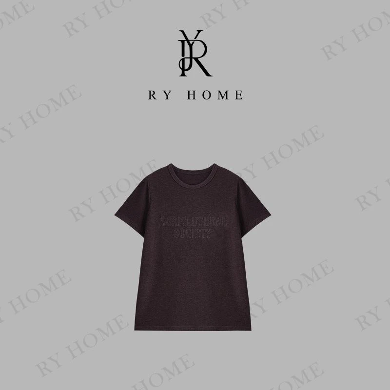 【容雨RYHOME】时尚复古甜酷风圆领字母宽松T恤252T2044