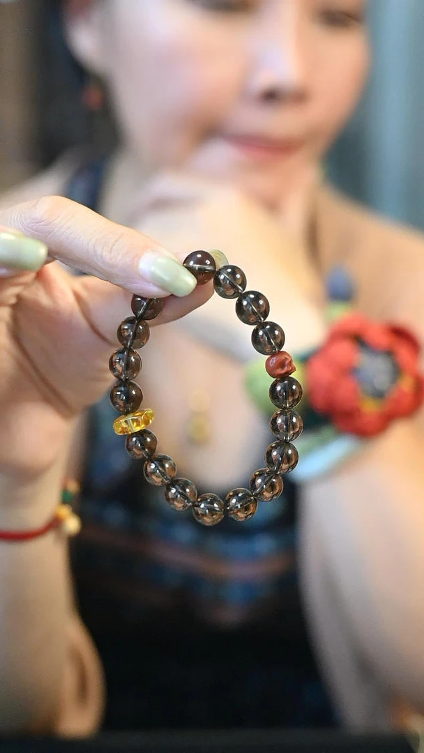 非金属珐琅手链 茶-茶色水水阿坤配珠手串