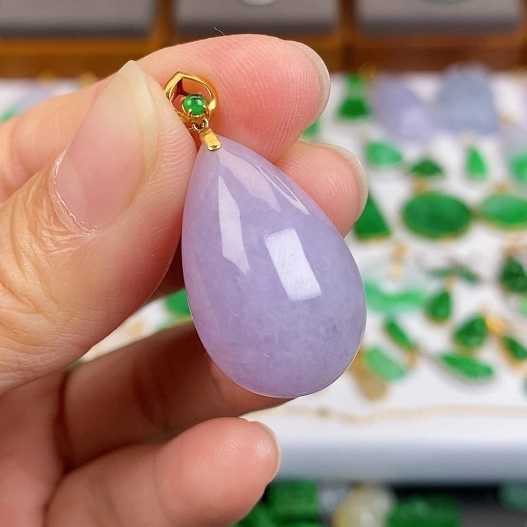 吊坠(不含链)18K金镶嵌翡翠