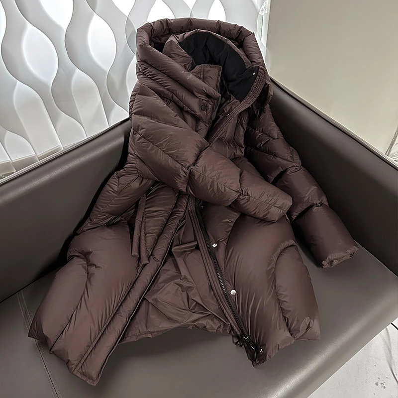 鹅绒加厚【保暖羽绒服】410克鹅绒泡芙感24冬季连帽宽松羽绒服女
