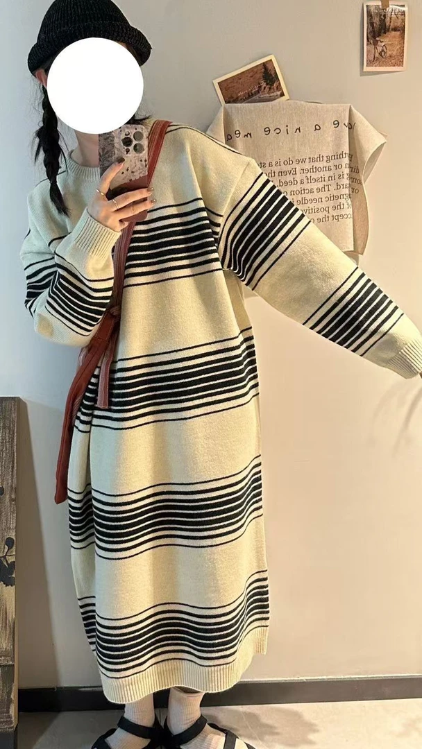 叨叨推荐款#CHAI#890520#长款条纹毛衣（冬季新款）FL