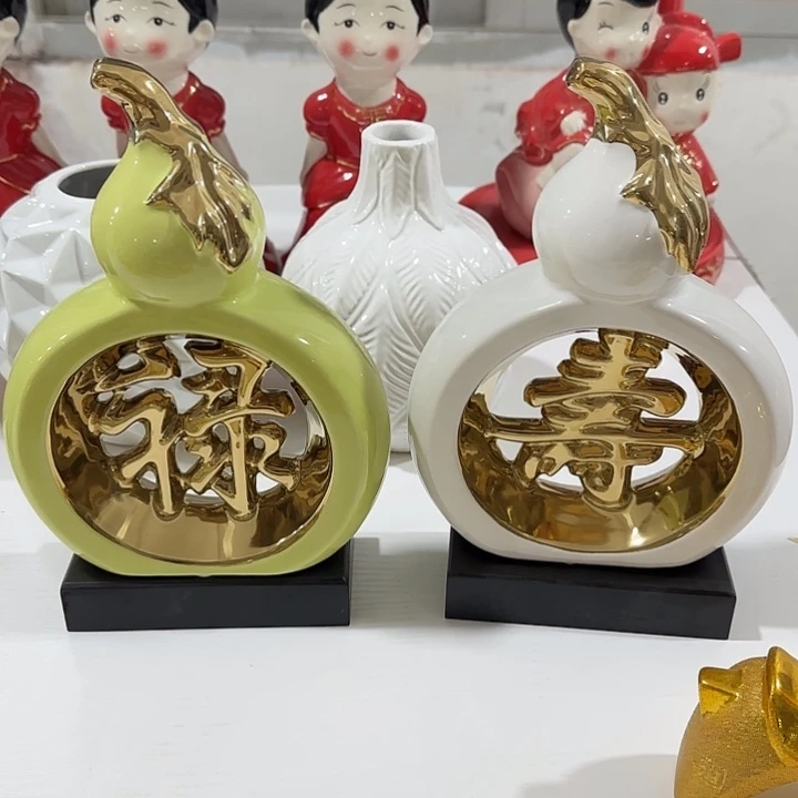 陶瓷绿白葫芦两件套