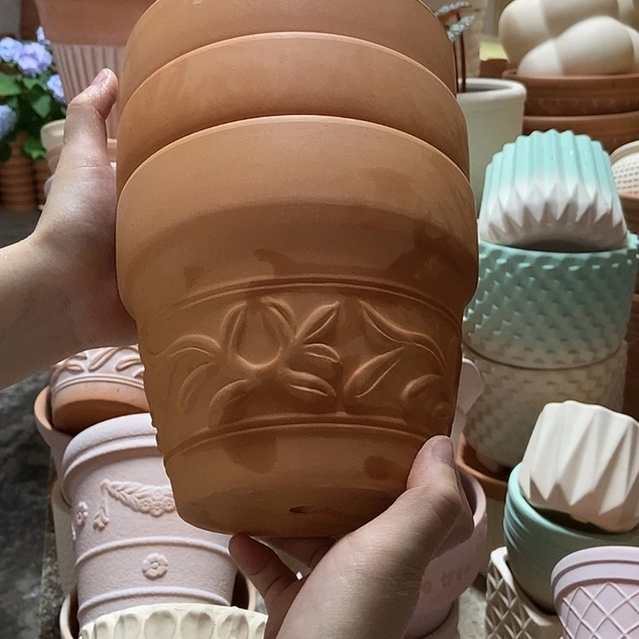 口16钩藤叶 红陶花盆 3个