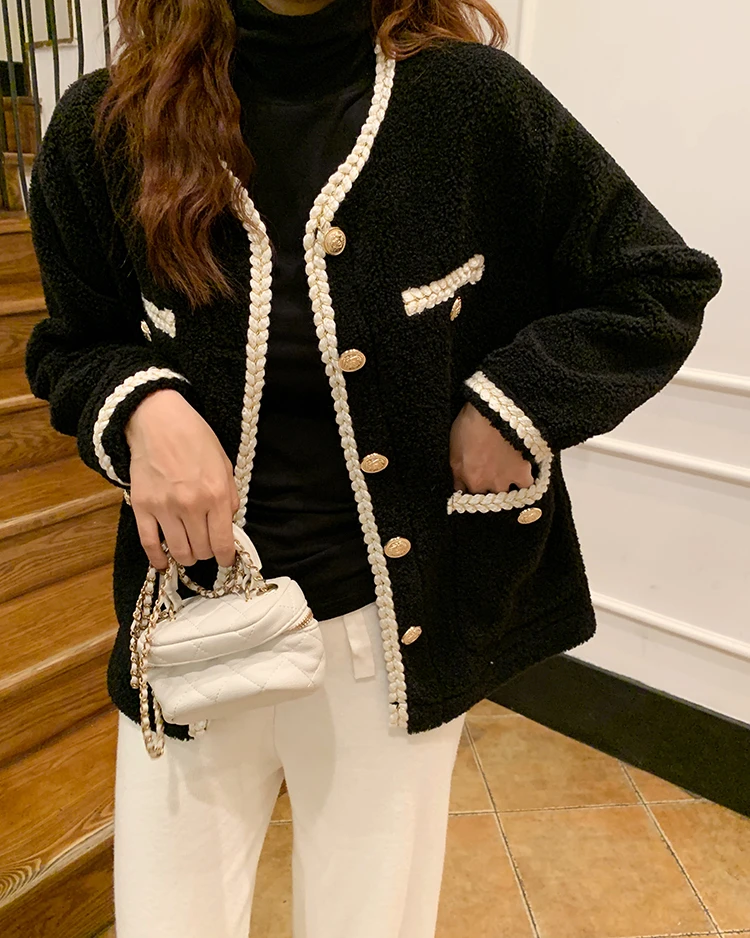 3378秋冬时尚轻奢小香风气质加厚保暖设计毛呢外套上衣8838