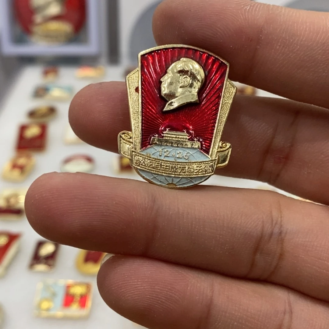 其他普通金属红色纪念章文像地球背影展