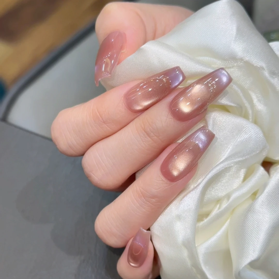 桃夭灼华 纯手工定制穿戴甲美甲成品美甲贴片10片