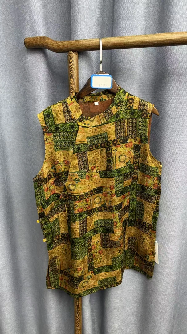 2025夏季新款时尚简约新中式桑蚕丝香云纱奥黛提花上衣女Y127