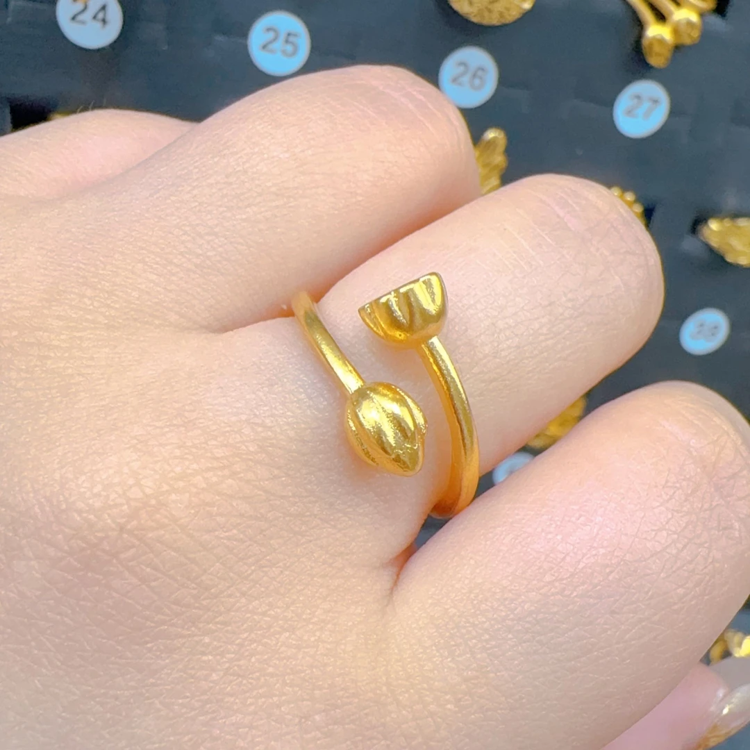 铜合金戒指 铜合金戒指 时尚简约开口可调节金色戒指96