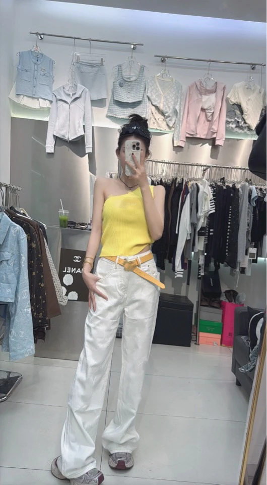 休闲直筒牛仔长裤