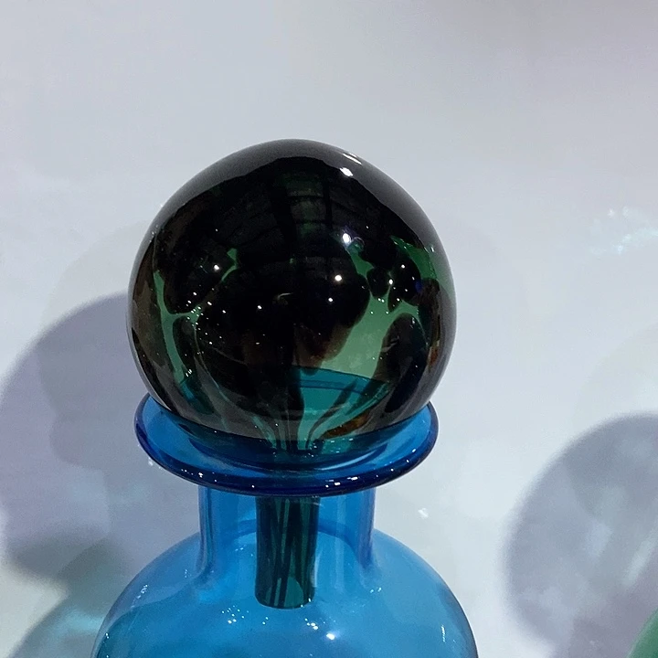 琉璃蜜*酱绿色黑点盖子花器